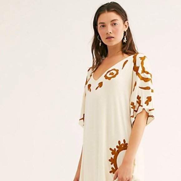 NWOT Free People Laguna Surf Maxi Tee in Ivory Combo Size XS - Picture 2 of 7